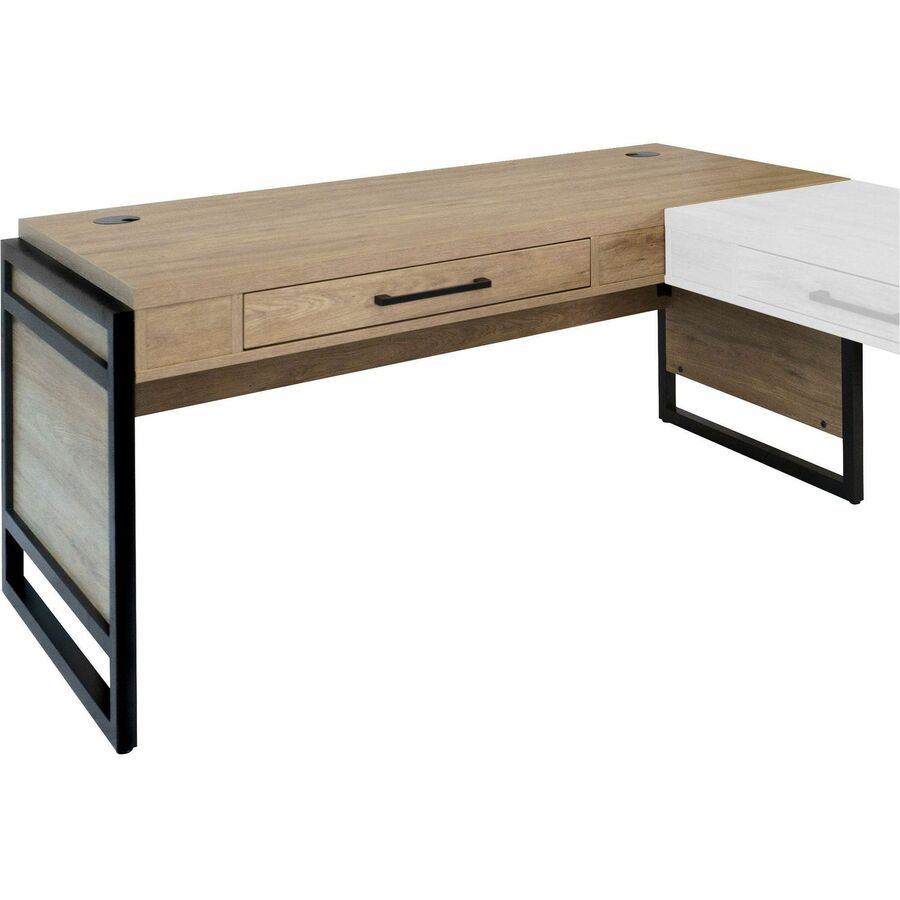 Martin Mason Monarca Laminate Unit - L-shaped - 31" Height x 60" Width x 30" Depth - Total Drawer(s): 1 - Material: Laminate - Finish: Wood, Monarca Natural - Grommet - 1 Each