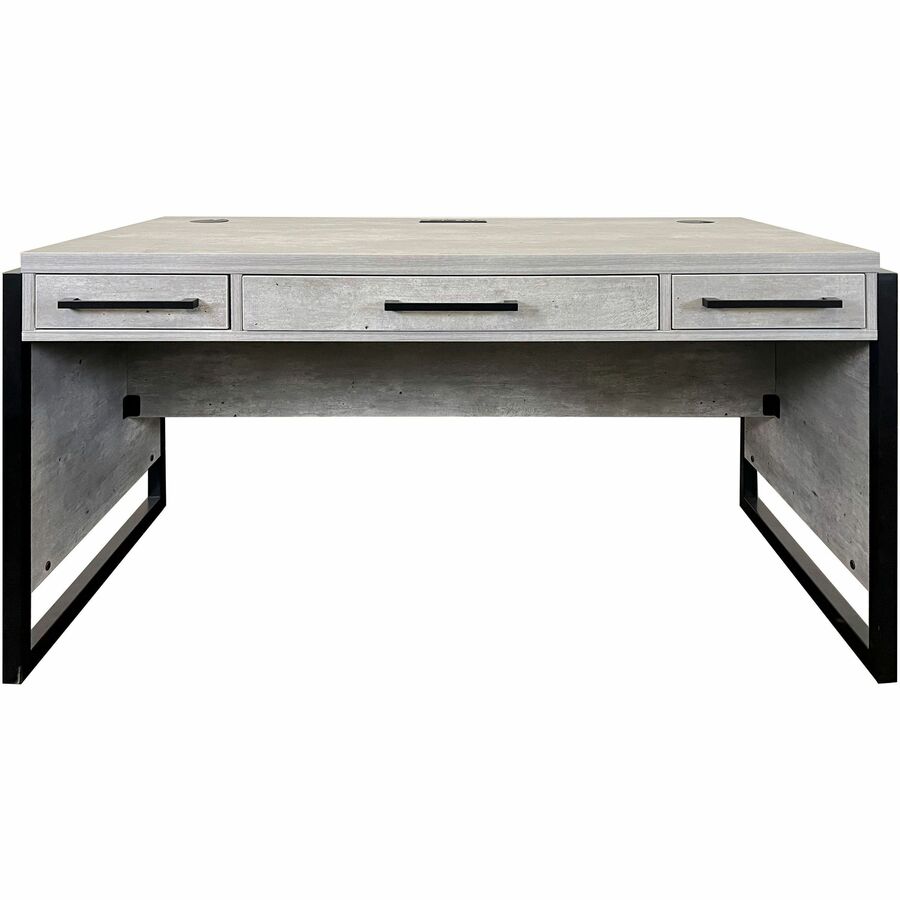 Martin Mason Concrete Laminate Unit - 31" Height x 60" Width x 30" Depth - Total Drawer(s): 3 - Material: Thermofused Laminate (TFL) - Finish: Concrete, Stone - Storage Drawer, Center Drawer, Cable Management, Grommet, Durable, Long Lasting, AC Power O...
