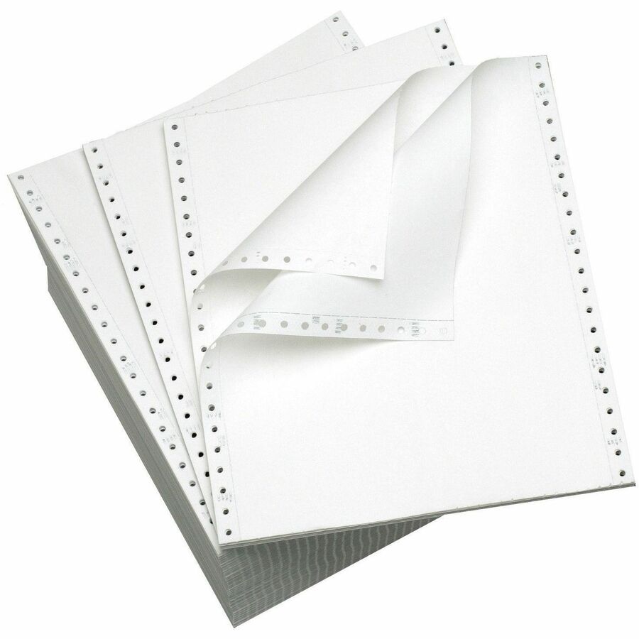 Domtar Continuous Paper - 9 1/2" x 11" - 20 lb Basis Weight - Sustainable Forestry Initiative (SFI) - Carbonless, Acid-free, Chlorine-free, Break-free, Perforated, Removable Edge, Plain - White - 2700 Sheets - 2700 / Carton