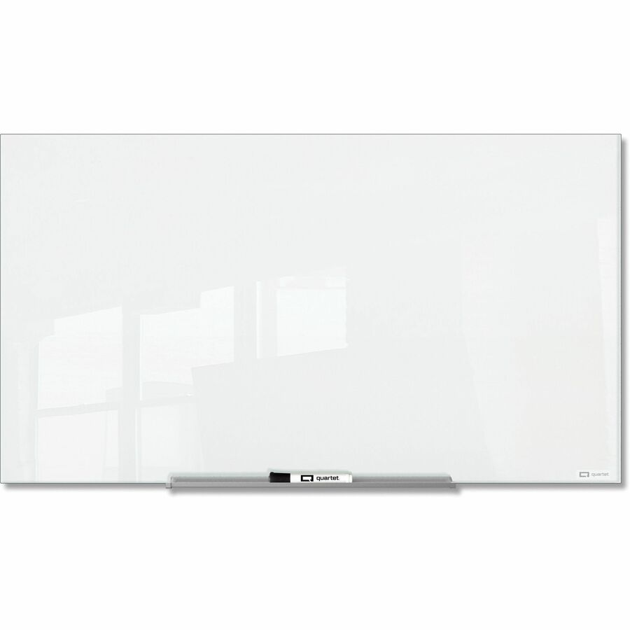 Quartet InvisaMount Magnetic Glass Board - 48" (4 ft) Width x 72" (6 ft) Height - White Glass Surface - Horizontal - Magnetic - Frameless, Accessory Tray, Non-absorbent, Stain Resistant, Ghost Resistant, Scratch Resistant, Dent Resistant, Easy to Clean...