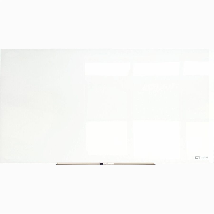 Quartet InvisaMount Magnetic Glass Board - 48" (4 ft) Width x 96" (8 ft) Height - White Glass Surface - Horizontal - Magnetic - Frameless, Accessory Tray, Non-absorbent, Stain Resistant, Ghost Resistant, Scratch Resistant, Dent Resistant, Easy to Clean...