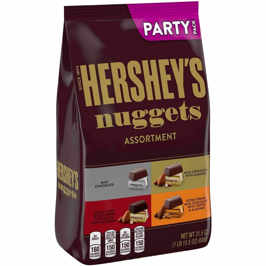 Hershey Nuggets Chocolates - Milk Chocolate, Milk Chocolate with Almond, Extra Creamy Milk Chocolate with Toffee and Almond, Mildy Sweet Special Dark Chocolate with Almond - 1.62 lb - 1 Carton