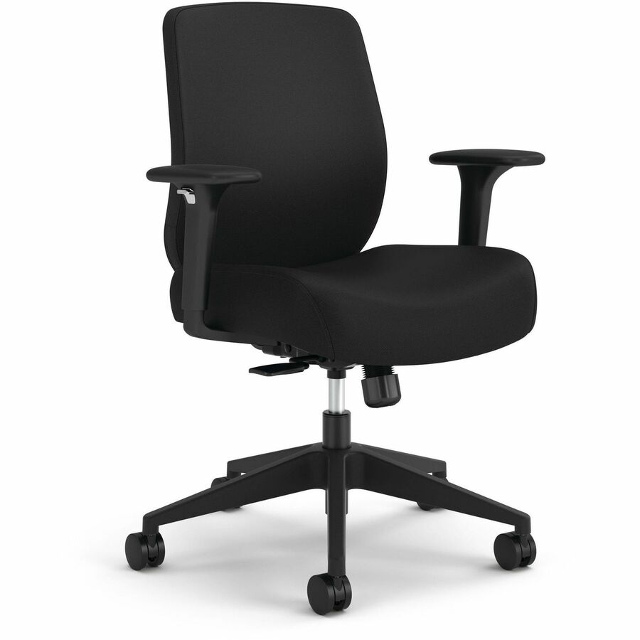 HON Altern Task Chair - Fabric, Foam Seat Material - Fabric Back Material - Black Frame Color - Mid Back - Black - Armrest - 1 Each