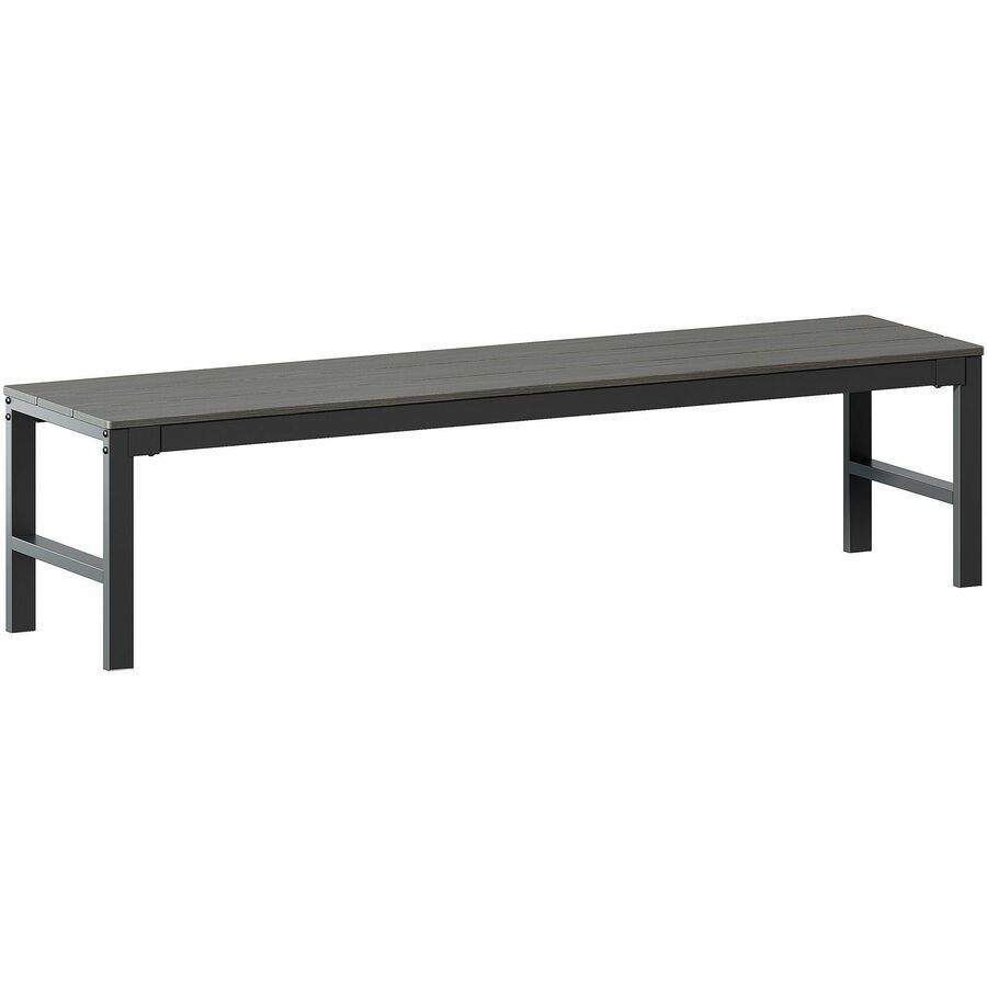 Lorell Faux Wood Outdoor Bench - 17.8" Height x 72" Width x 17.8" Depth - Material: Faux Wood, Polystyrene - Finish: Gray - Sturdy, Easy to Clean - For Outdoor - 1 Each