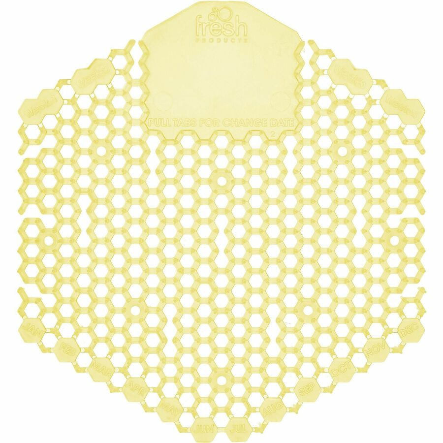 Fresh Products Wave 3D Urinal Screen - Lasts upto 30 Days - Splash Reducer, Odor Control - 10 / Box - Yellow