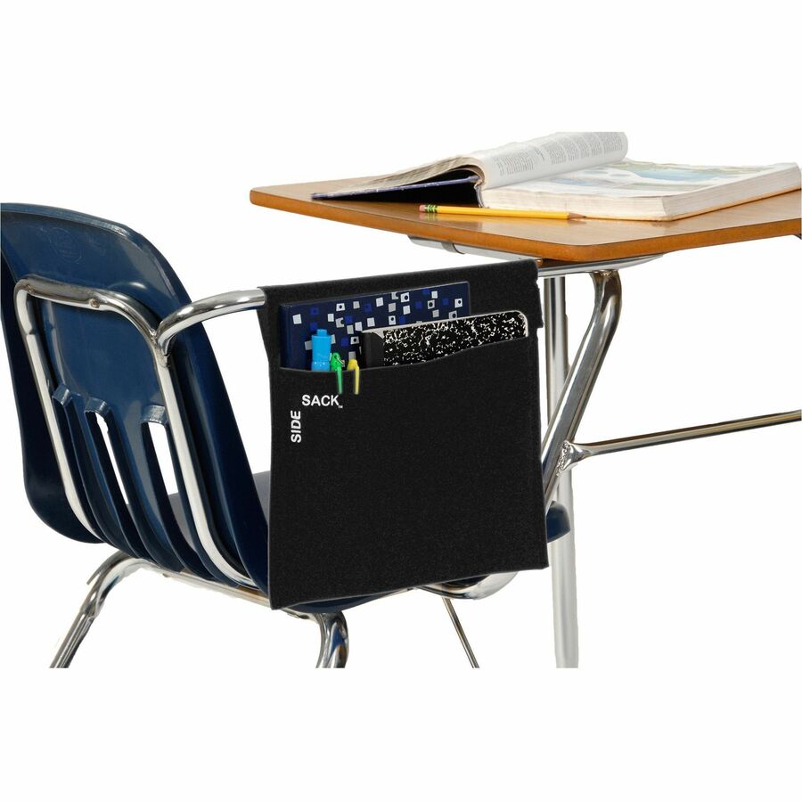 Seat Sack 25-Count Side Sack Classroom Pack - Desk - Hook & Loop Closure, Washable - Black - 25/Pack - 1 Carton
