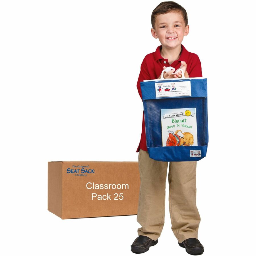 Seat Sack Read-n-Go Carrying Case (Pouch) Book - Blue - Poly Cotton, Fabric Body - Handle - 16" Height x 10.5" Width x 2" Depth - 1 Carton
