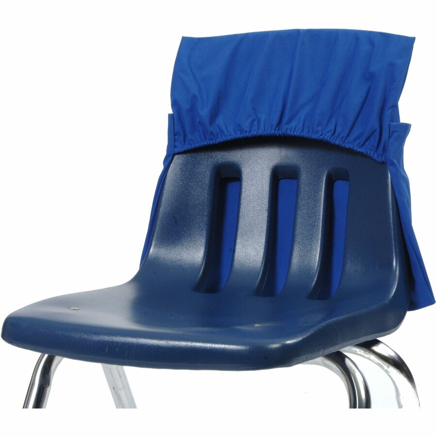 Seat Sack 25-Count 1-Pocket Seat Sack with Elastic Back Classroom Pack - 1 Pocket(s) - 17" Width x 2" Depth - Chair - Elastic, Expandable, Washable, Durable - Blue - Plastic, Poly Cotton, Laminate - 1 Carton
