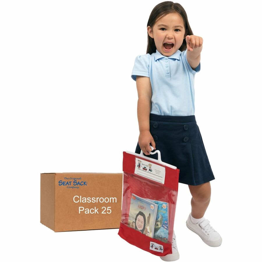 Seat Sack Read-n-Go Carrying Case (Pouch) Book - Red - Poly Cotton, Fabric Body - Handle - 16" Height x 10.5" Width x 2" Depth - 1 Carton