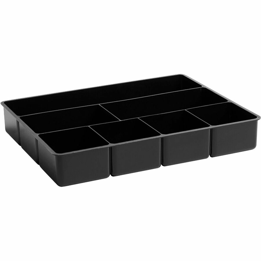 Rubbermaid Drawer Director Organizer Tray - 7 Compartment(s) - 12" Height x 15" Width x 2.37" Depth - Black - Plastic - 1 Each