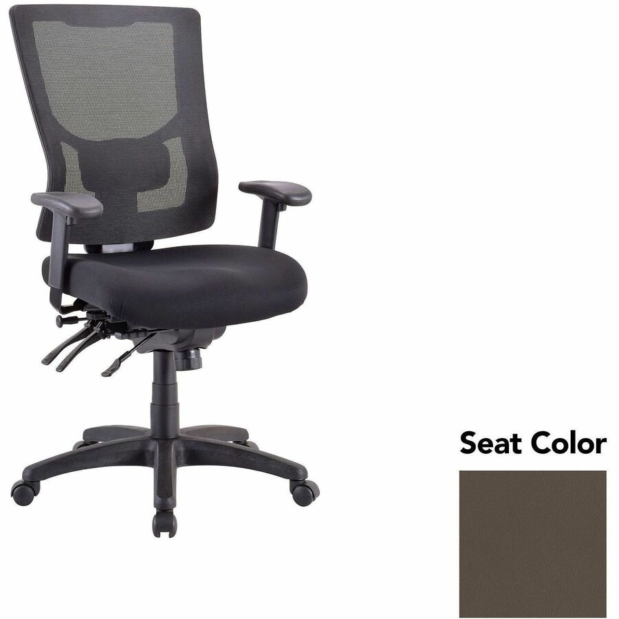 Lorell Multifunctional Mesh High-back Exec. Chair - Dillon Java Seat Color - Mesh Back Material - High Back - 1 Each