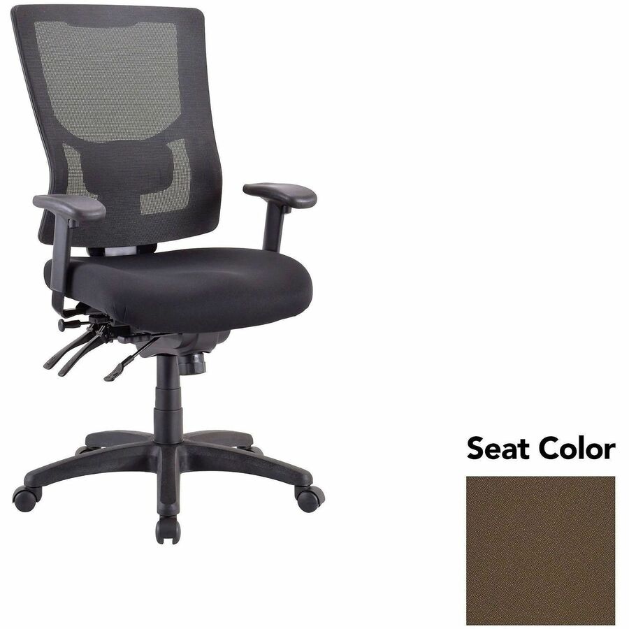 Lorell Multifunctional Mesh High-back Exec. Chair - Forte Fudge Seat Color - Mesh Back Material - High Back - 1 Each