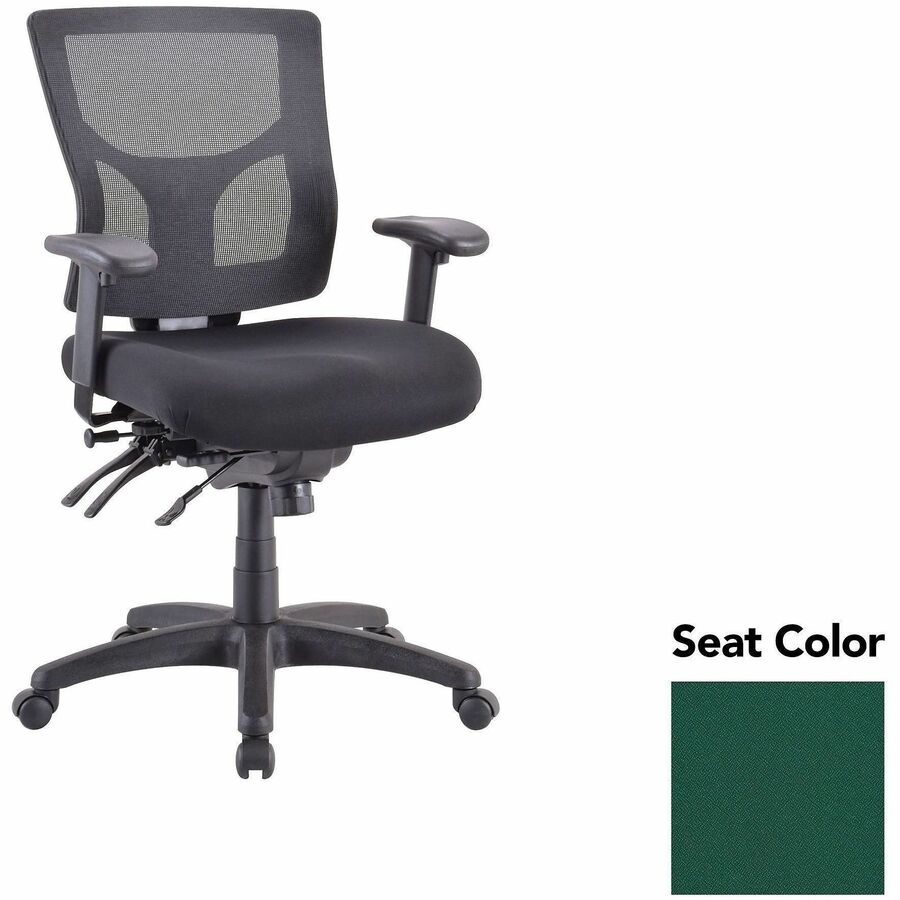 Lorell Multifunctional Mesh Mid-back Executive Chair - Forte Chive Seat Color - Mesh Back Material - Mid Back - 1 Each