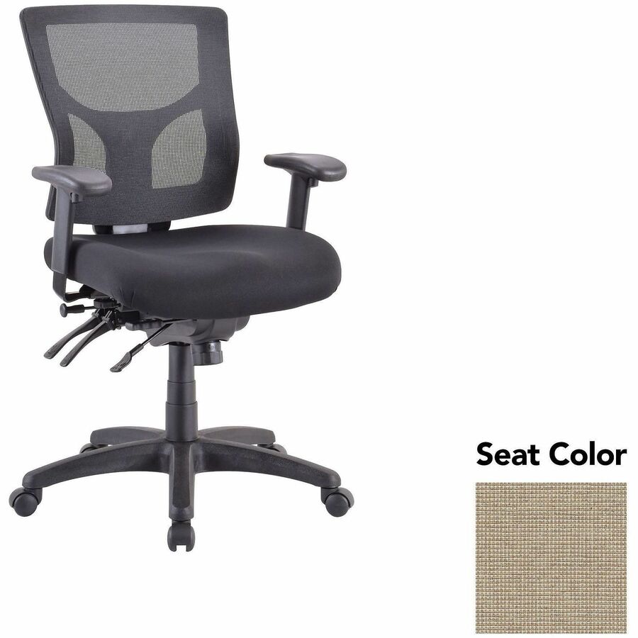 Lorell Multifunctional Mesh Mid-back Executive Chair - Shire Travertine Seat Color - Mesh Back Material - Mid Back - 1 Each