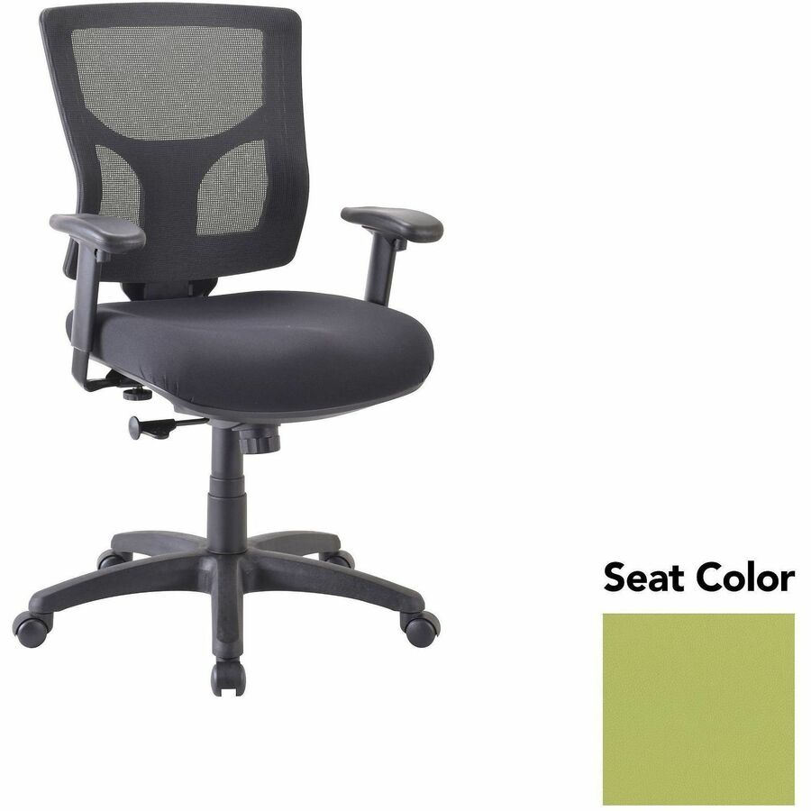 Lorell Conjure Swivel/Tilt Task Chair - Dillon Apple Green Seat Color - Mesh Back Material - Mid Back - Armrest - 1 Each