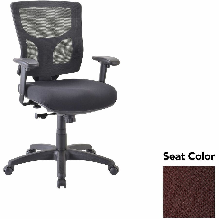 Lorell Conjure Swivel/Tilt Task Chair - Perfection Burgundy Seat Color - Mesh Back Material - Mid Back - Armrest - 1 Each