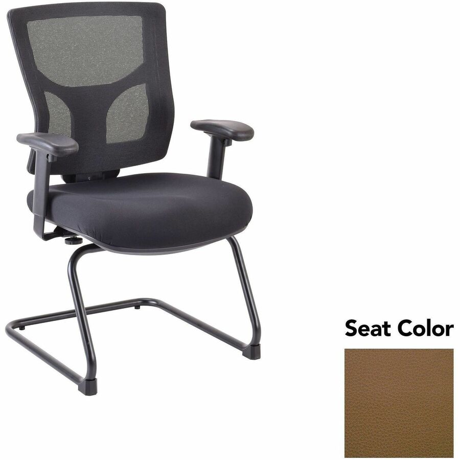 Lorell Conjure Sled Base Guest Chair - Canyon Mudslide Seat Color - Polyurethane Foam Seat Material - Mesh Back Material - Mid Back - Cantilever, Sled Base - Armrest - 1 Each