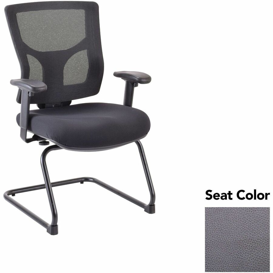 Lorell Conjure Sled Base Guest Chair - Canyon Carbon Seat Color - Polyurethane Foam Seat Material - Mesh Back Material - Mid Back - Cantilever, Sled Base - Armrest - 1 Each