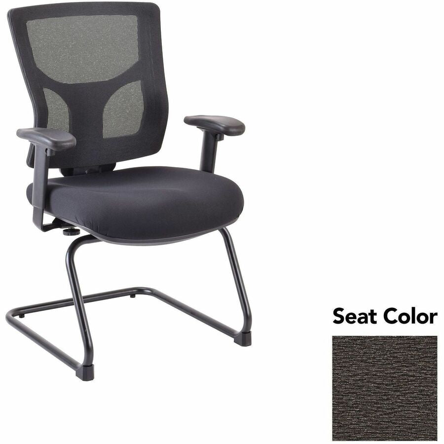 Lorell Conjure Sled Base Guest Chair - Fuse Pepper Seat Color - Polyurethane Foam Seat Material - Mesh Back Material - Mid Back - Cantilever, Sled Base - Armrest - 1 Each