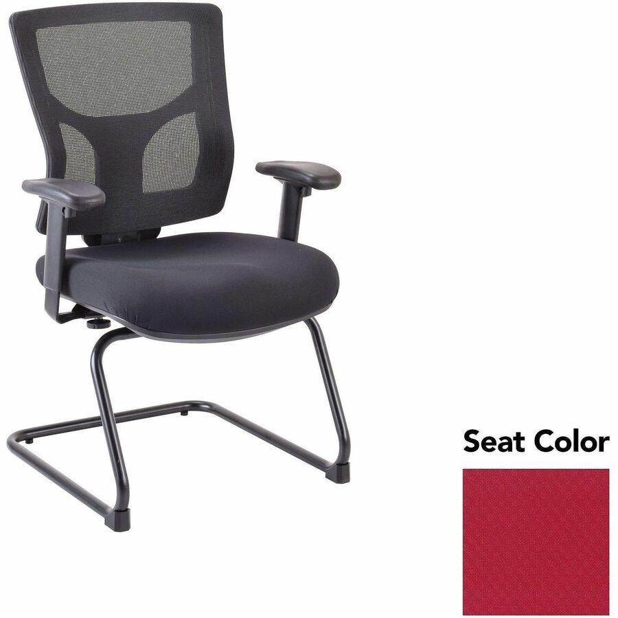 Lorell Conjure Sled Base Guest Chair - Real Red Seat Color - Polyurethane Foam Seat Material - Mesh Back Material - Mid Back - Cantilever, Sled Base - Armrest - 1 Each
