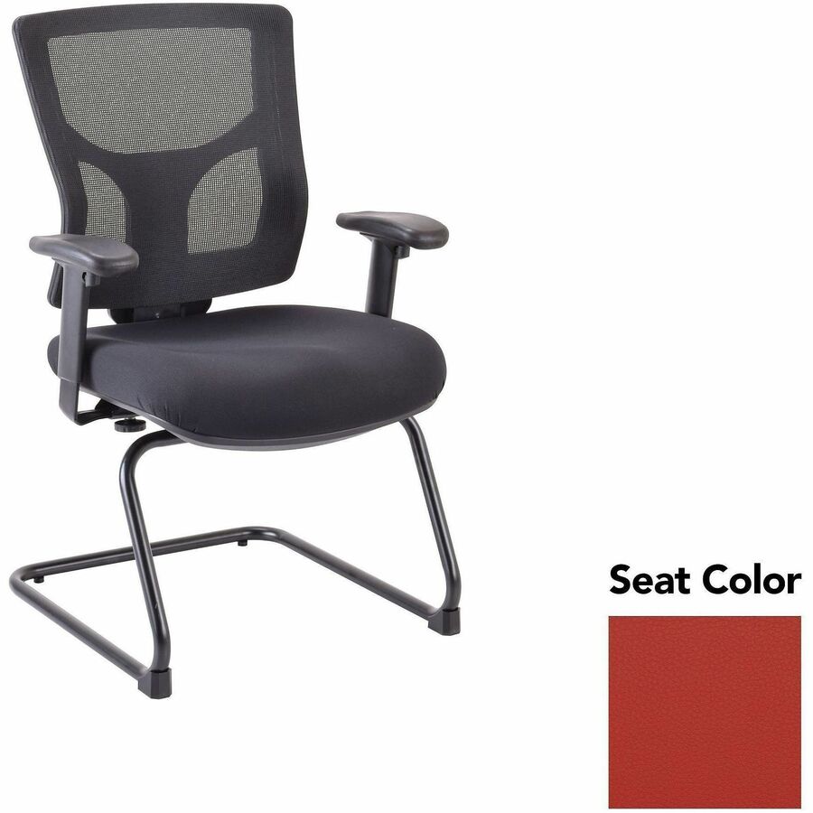 Lorell Conjure Sled Base Guest Chair - Canyon Red Rock Seat Color - Polyurethane Foam Seat Material - Mesh Back Material - Mid Back - Cantilever, Sled Base - Armrest - 1 Each