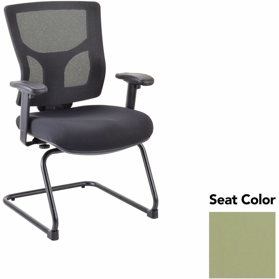 Lorell Conjure Sled Base Guest Chair - Dillon Sage Seat Color - Polyurethane Foam Seat Material - Mesh Back Material - Mid Back - Cantilever, Sled Base - Armrest - 1 Each