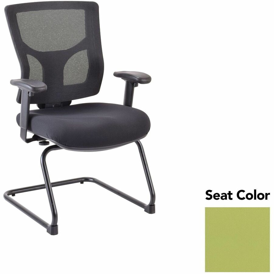 Lorell Conjure Sled Base Guest Chair - Dillon Apple Green Seat Color - Polyurethane Foam Seat Material - Mesh Back Material - Mid Back - Cantilever, Sled Base - Armrest - 1 Each