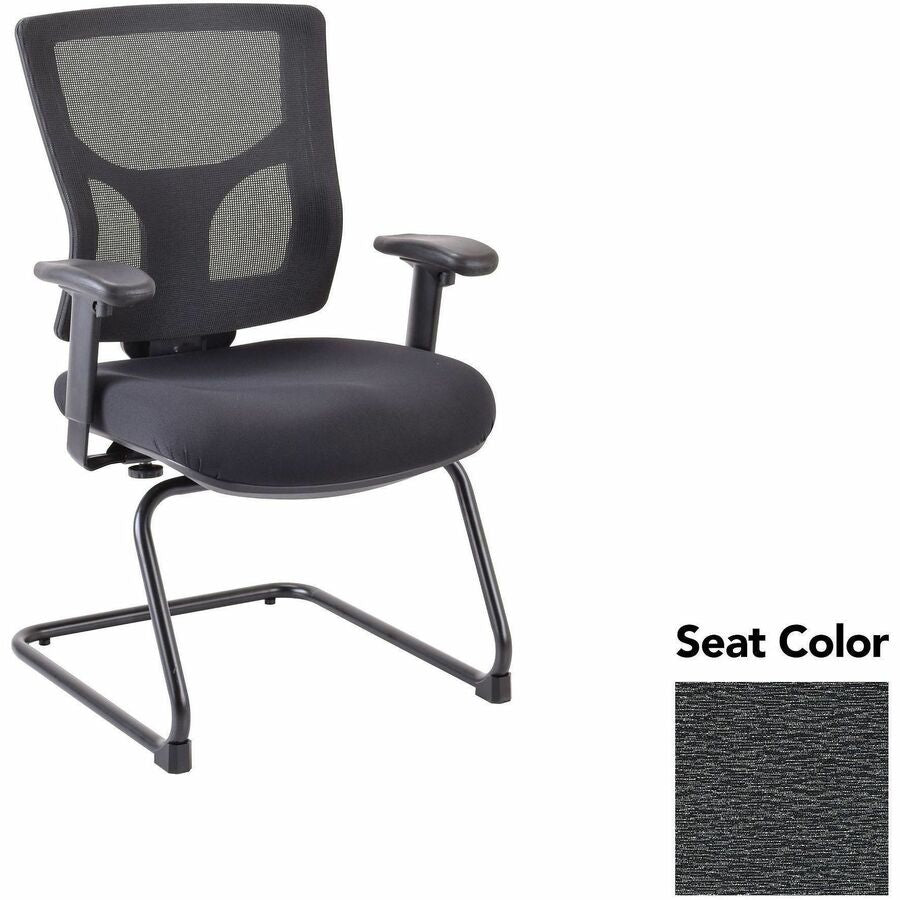 Lorell Conjure Sled Base Guest Chair - Fuse Azurean Seat Color - Polyurethane Foam Seat Material - Mesh Back Material - Mid Back - Cantilever, Sled Base - Armrest - 1 Each