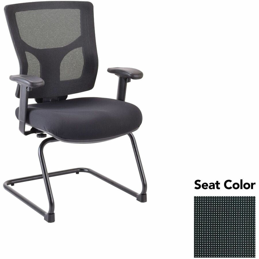 Lorell Conjure Sled Base Guest Chair - Expo Tuxedo Seat Color - Polyurethane Foam Seat Material - Mesh Back Material - Mid Back - Cantilever, Sled Base - Armrest - 1 Each