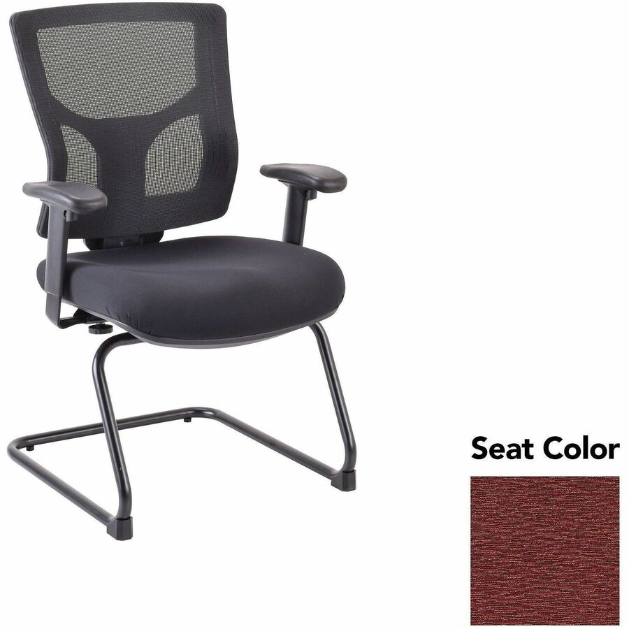 Lorell Conjure Sled Base Guest Chair - Fuse Carmine Seat Color - Polyurethane Foam Seat Material - Mesh Back Material - Mid Back - Cantilever, Sled Base - Armrest - 1 Each