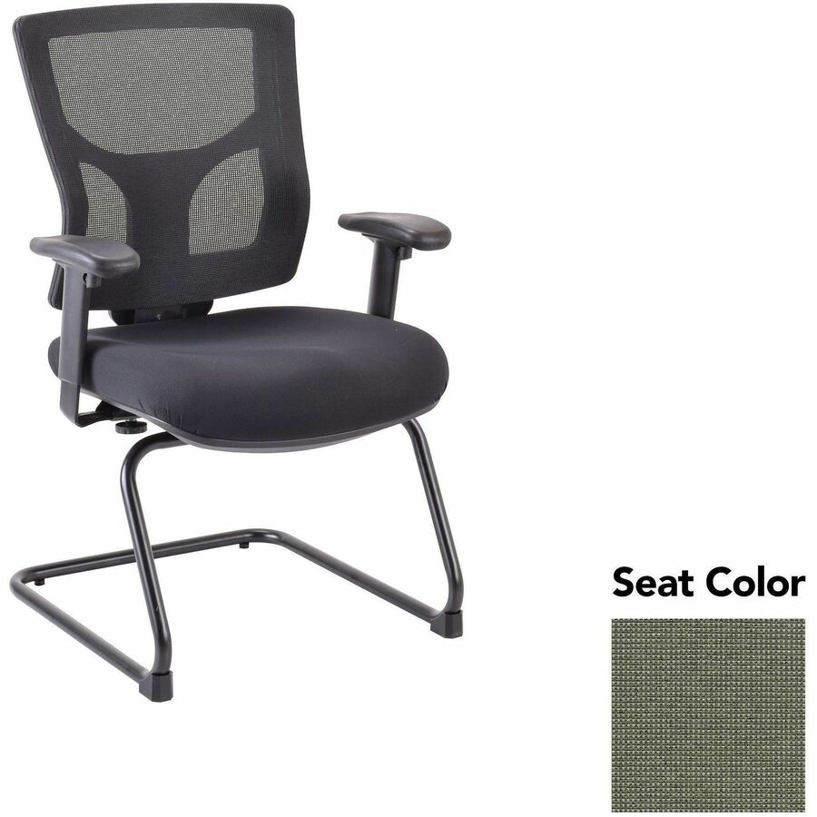 Lorell Conjure Sled Base Guest Chair - Shire Sage Seat Color - Polyurethane Foam Seat Material - Mesh Back Material - Mid Back - Cantilever, Sled Base - Armrest - 1 Each