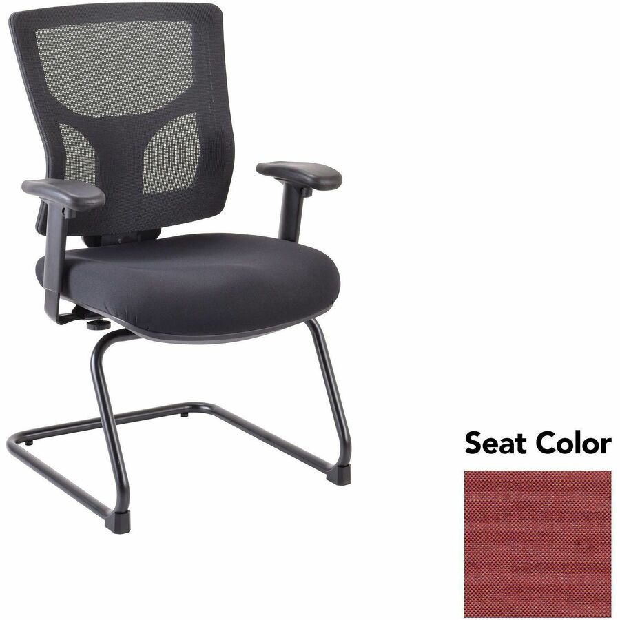 Lorell Conjure Sled Base Guest Chair - Shire Tulip Seat Color - Polyurethane Foam Seat Material - Mesh Back Material - Mid Back - Cantilever, Sled Base - Armrest - 1 Each