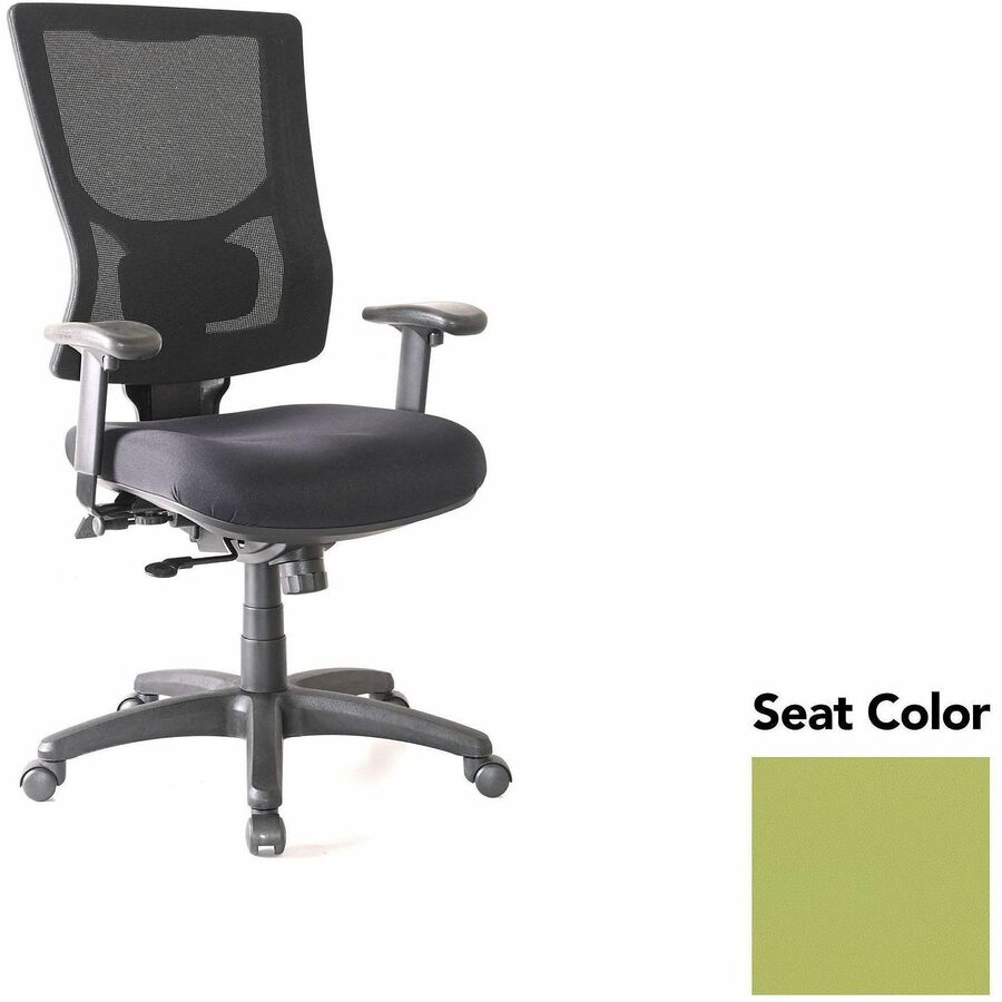 Lorell Conjure High-Back Office Chair - Dillon Apple Green Seat Color - Mesh Back Material - High Back - Armrest - 1 Each