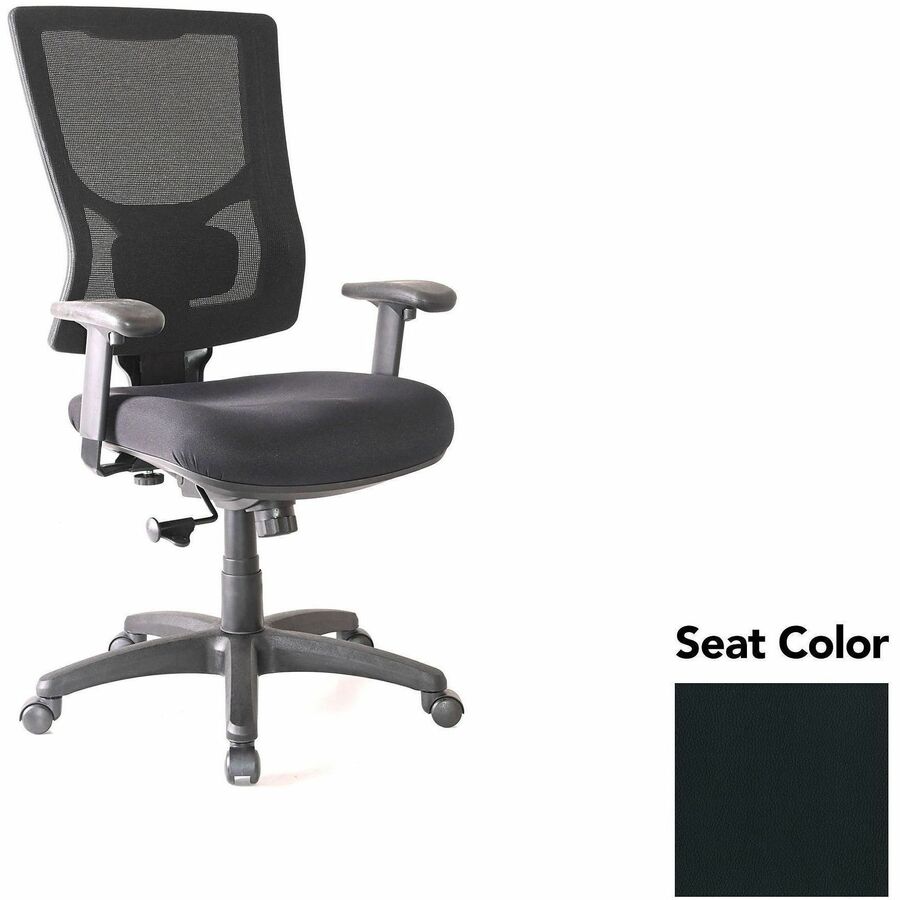 Lorell Conjure High-Back Swivel/Tilt Office Chair - Dillon Black Seat Color - Polyurethane Foam Seat Material - Mesh Back Material - High Back - Armrest - 1 Each