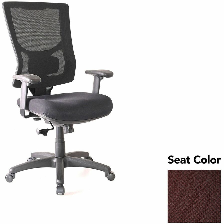Lorell Conjure High-Back Swivel/Tilt Office Chair - Perfection Burgundy Seat Color - Polyurethane Foam Seat Material - Mesh Back Material - High Back - Armrest - 1 Each