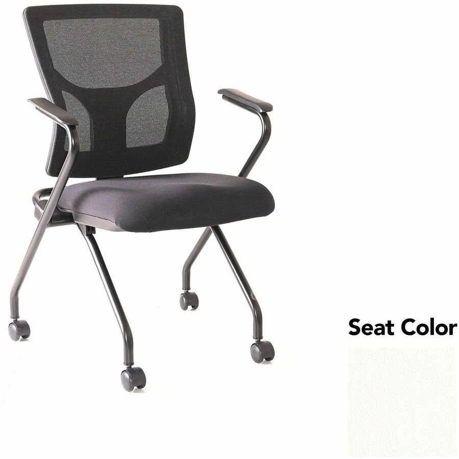 Lorell Conjure Mesh Training Chairs with Arms - Dillon Snow Seat Color - Polyurethane, Foam Seat Material - Mesh Back Material - High Back - Black - Armrest - 2 / Carton