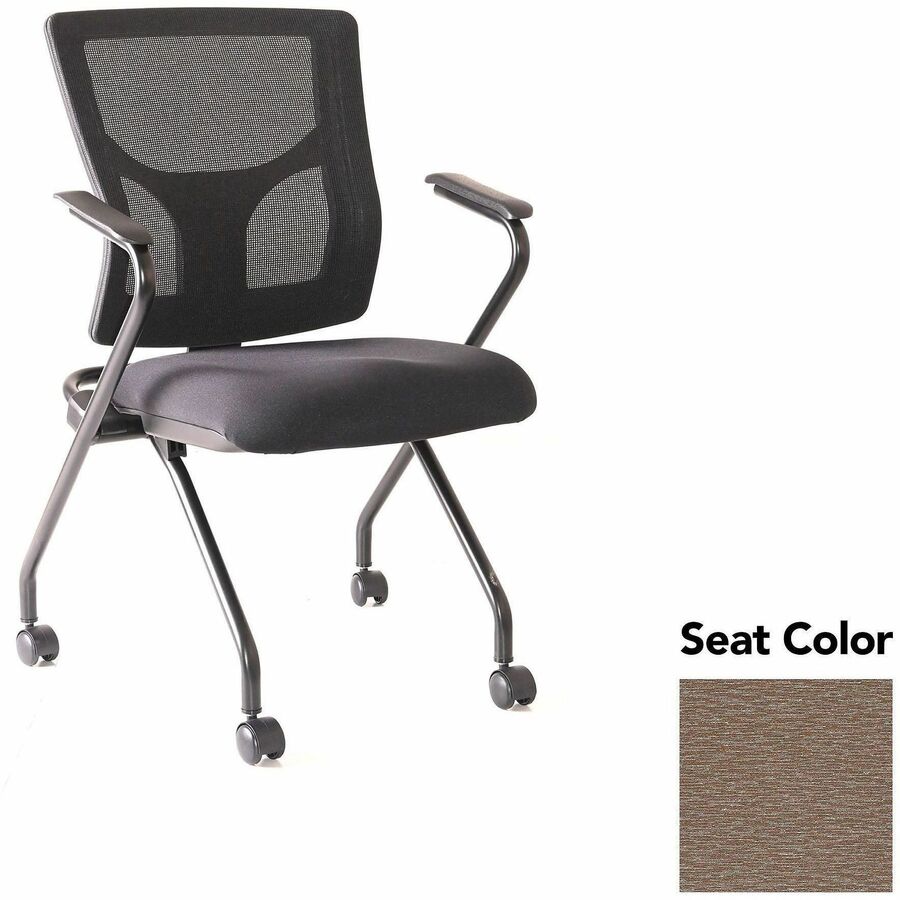 Lorell Conjure Mesh Training Chairs with Arms - Fuse Malted Seat Color - Polyurethane, Foam Seat Material - Mesh Back Material - High Back - Black - Armrest - 2 / Carton