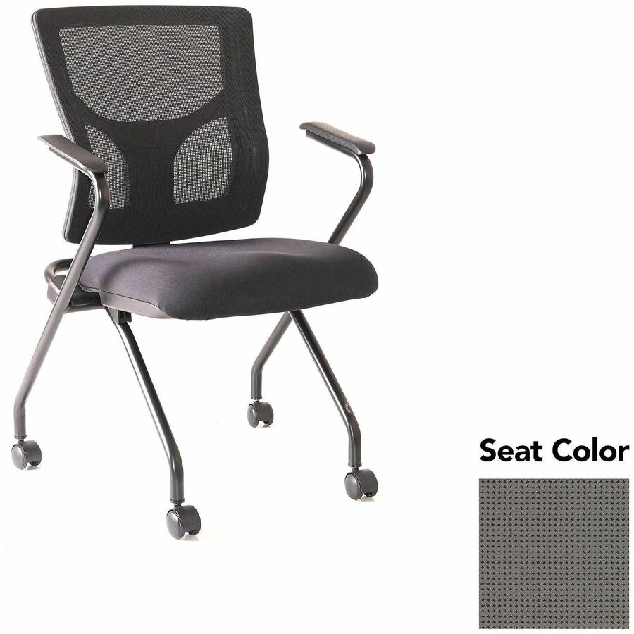 Lorell Conjure Mesh Training Chairs with Arms - Expo Fog Seat Color - Polyurethane, Foam Seat Material - Mesh Back Material - High Back - Black - Armrest - 2 / Carton
