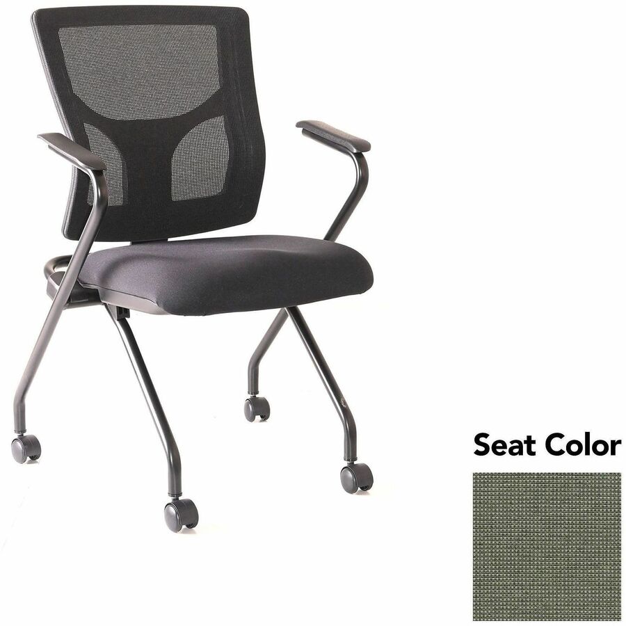 Lorell Conjure Mesh Training Chairs with Arms - Shire Sage Seat Color - Polyurethane, Foam Seat Material - Mesh Back Material - High Back - Black - Armrest - 2 / Carton