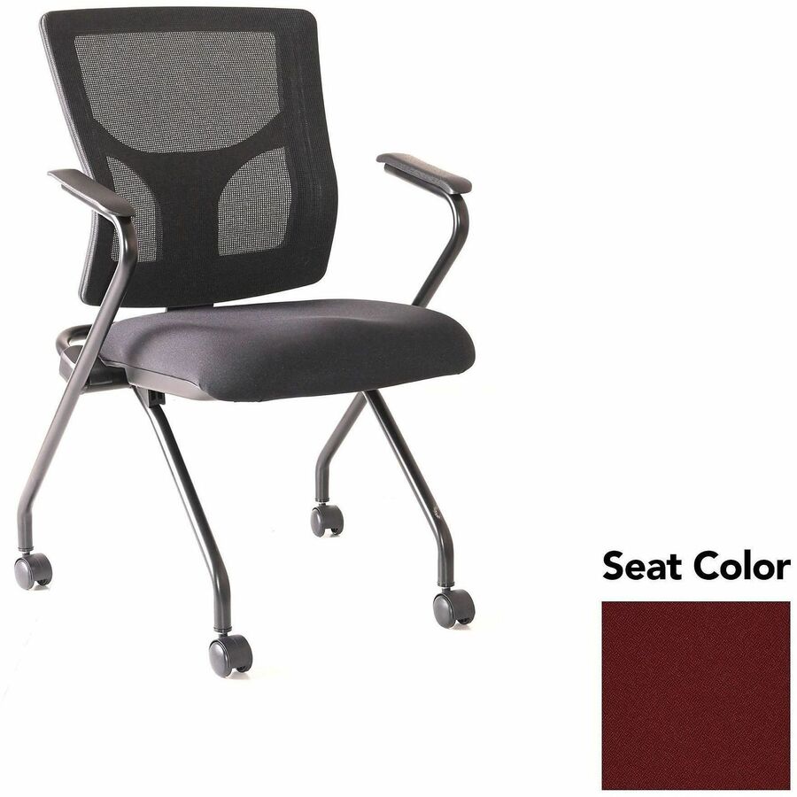 Lorell Conjure Mesh Training Chairs with Arms - Forte Port Seat Color - Polyurethane, Foam Seat Material - Mesh Back Material - High Back - Black - Armrest - 2 / Carton