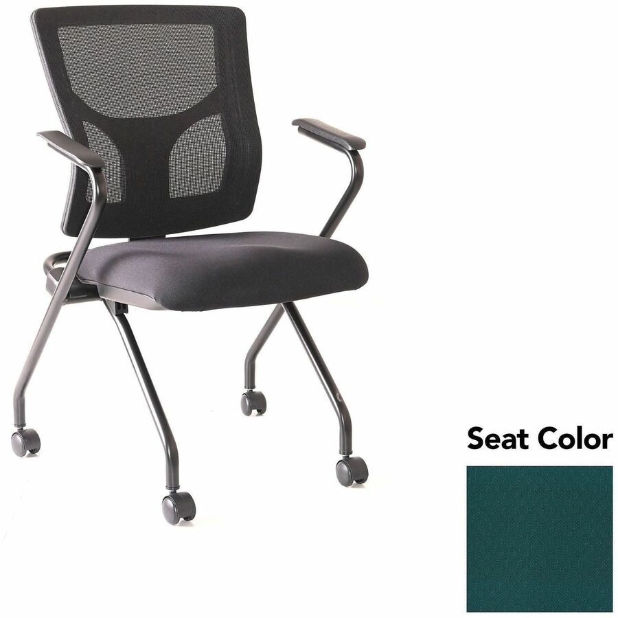 Lorell Conjure Mesh Training Chairs with Arms - Insight Forest Seat Color - Polyurethane, Foam Seat Material - Mesh Back Material - High Back - Black - Armrest - 2 / Carton