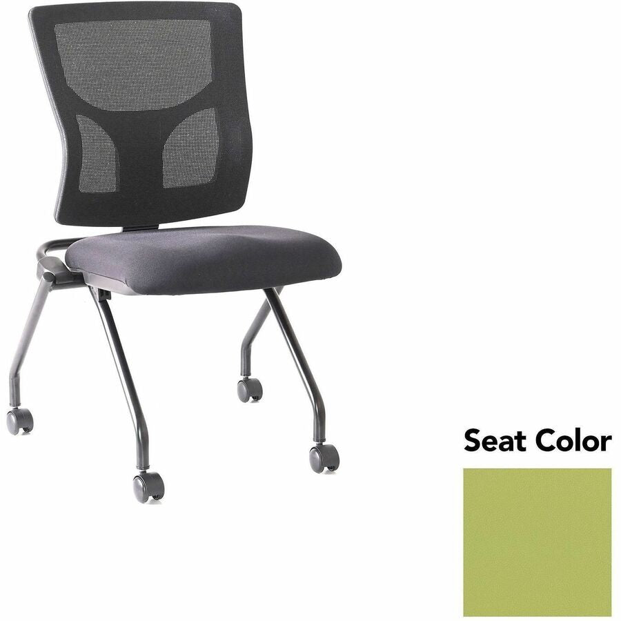 Lorell Conjure Mesh Training Chairs - Dillon Apple Green Seat Color - Polyurethane Foam Seat Material - Mesh Back Material - 2 / Carton