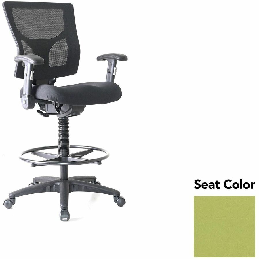 Lorell Conjure Office Stool - Dillon Apple Green Seat Color - Polyurethane Foam Seat Material - Mesh Back Material - Armrest - 1 Each