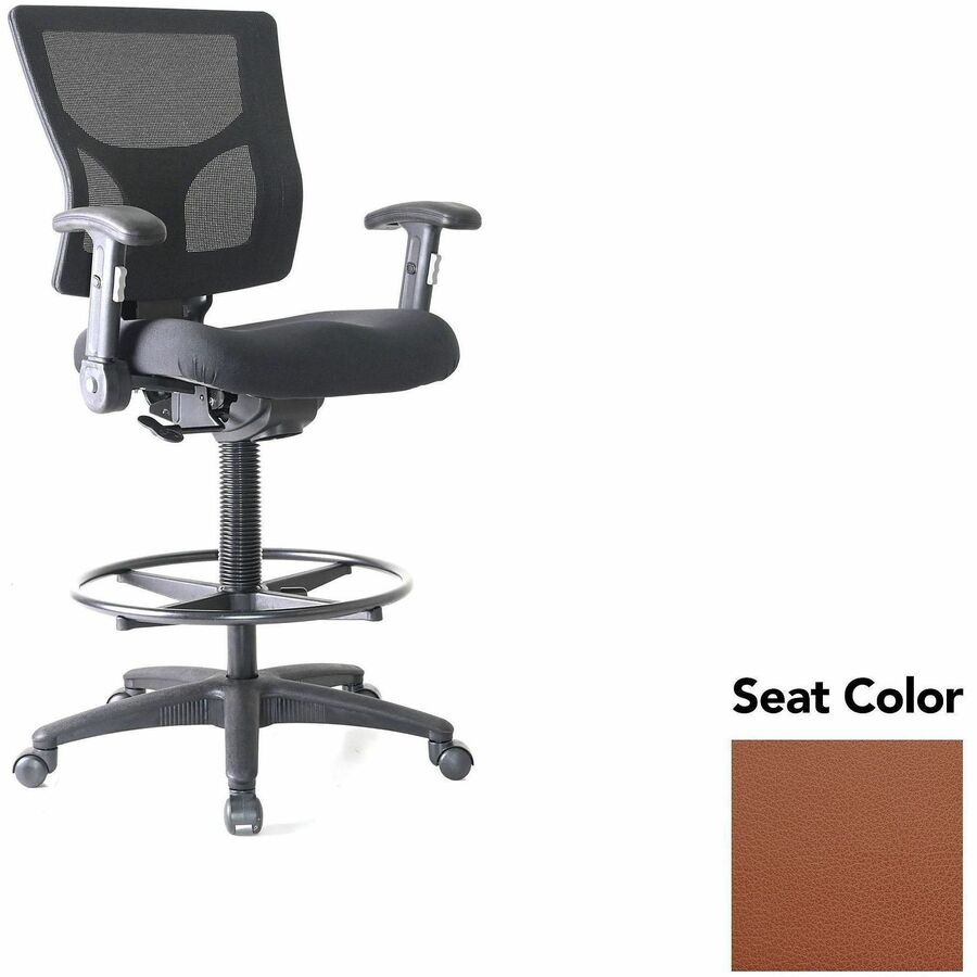 Lorell Conjure Office Stool - Canyon Cordovan Seat Color - Polyurethane Foam Seat Material - Mesh Back Material - Armrest - 1 Each