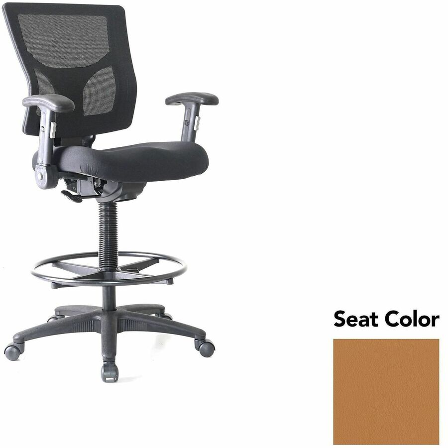 Lorell Conjure Office Stool - Dillon Fiesta Seat Color - Polyurethane Foam Seat Material - Mesh Back Material - Armrest - 1 Each