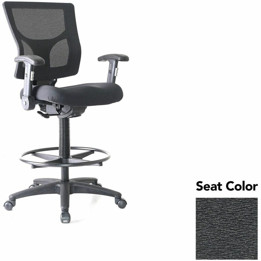 Lorell Conjure Office Stool - Fuse Azurean Seat Color - Polyurethane Foam Seat Material - Mesh Back Material - Armrest - 1 Each