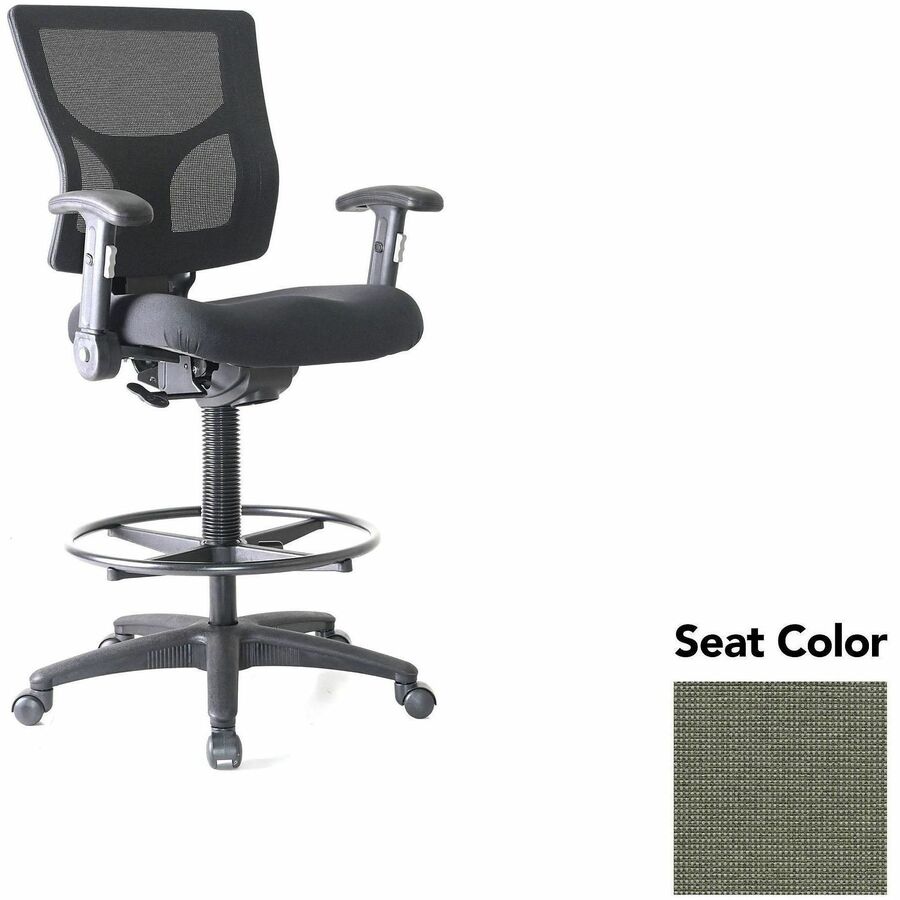 Lorell Conjure Office Stool - Shire Sage Seat Color - Polyurethane Foam Seat Material - Mesh Back Material - Armrest - 1 Each