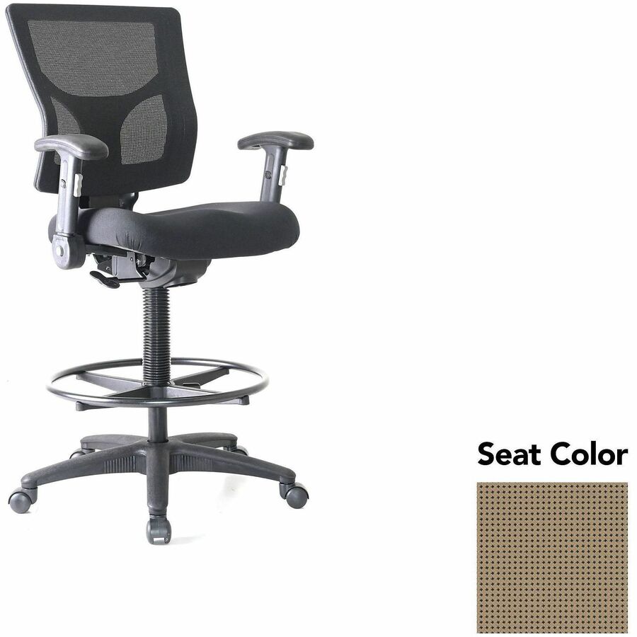 Lorell Conjure Office Stool - Expo Latte Seat Color - Polyurethane Foam Seat Material - Mesh Back Material - Armrest - 1 Each