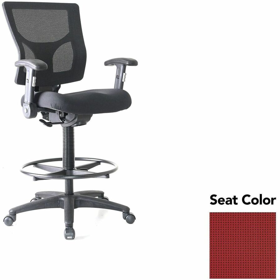 Lorell Conjure Office Stool - Expo Festive Seat Color - Polyurethane Foam Seat Material - Mesh Back Material - Armrest - 1 Each