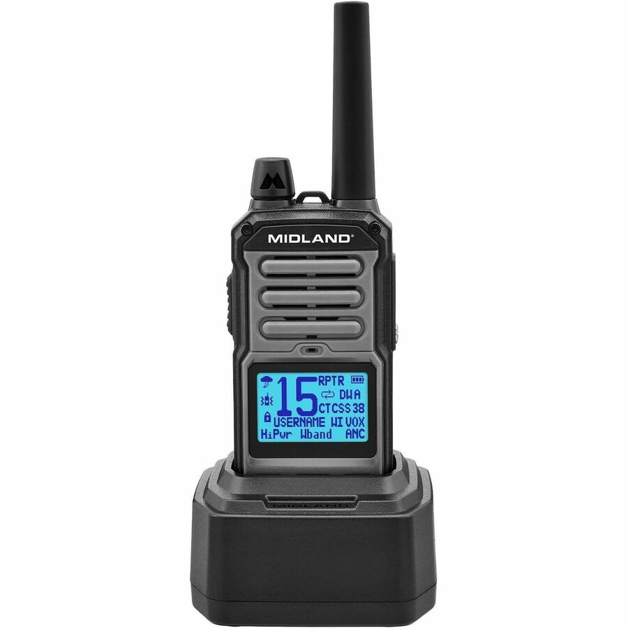 Midland GXT67 PRO GMRS Walkie Talkies - 99 Radio Channels - NOAA Weather Radio, Keypad Lock - Water Proof, Dust Proof - Black - 1 Each